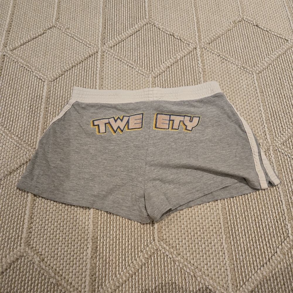 Looney Toons Gray Shorts with Graphic Text Tweety